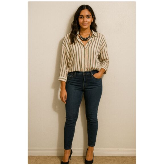 526 Universal Thread Striped Button Up Shirt | Relaxed Fit | Casual Everyday Top - Picture 1 of 3